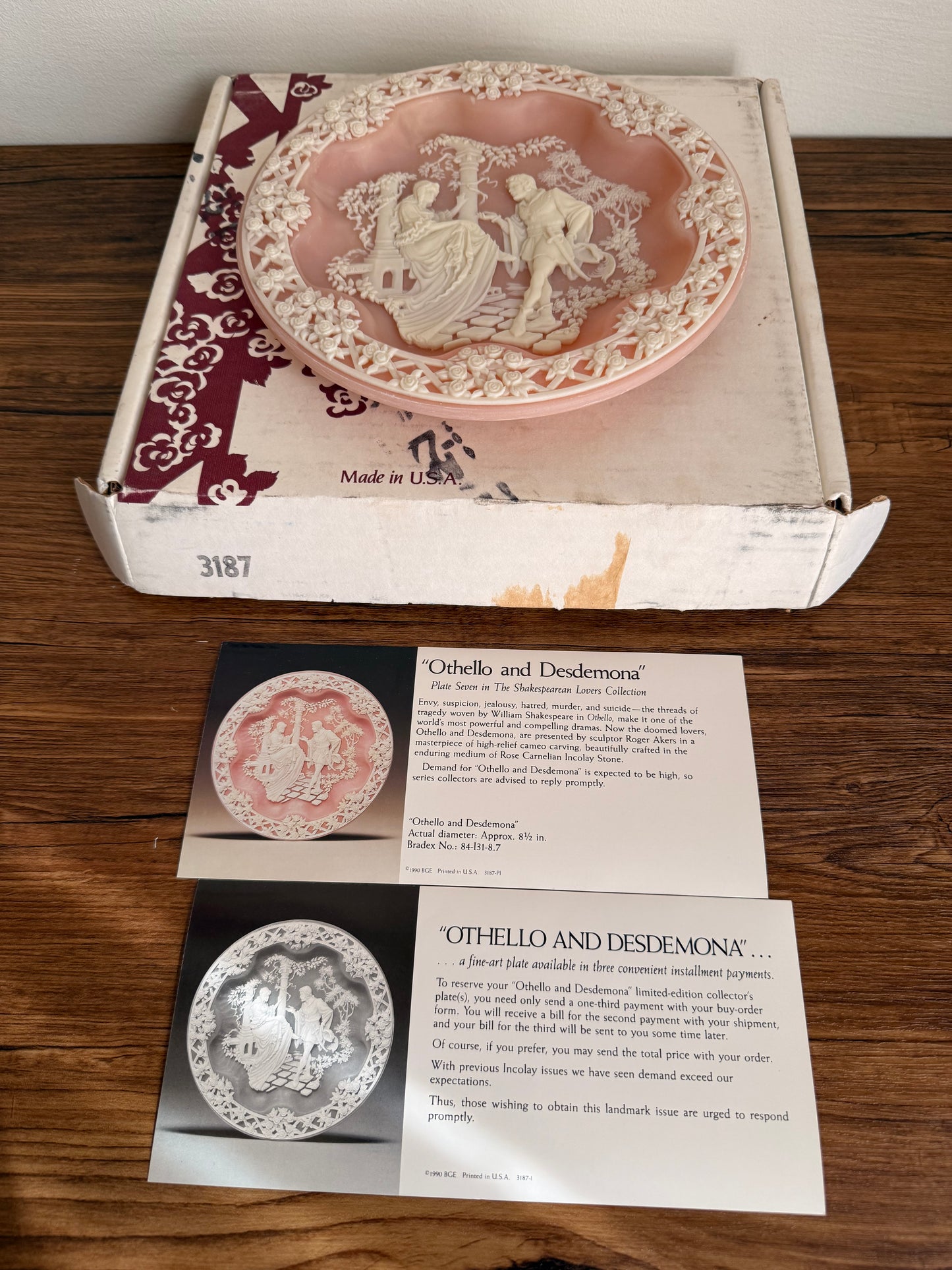 plate Othello and Desdemona- Incolay USA 1990