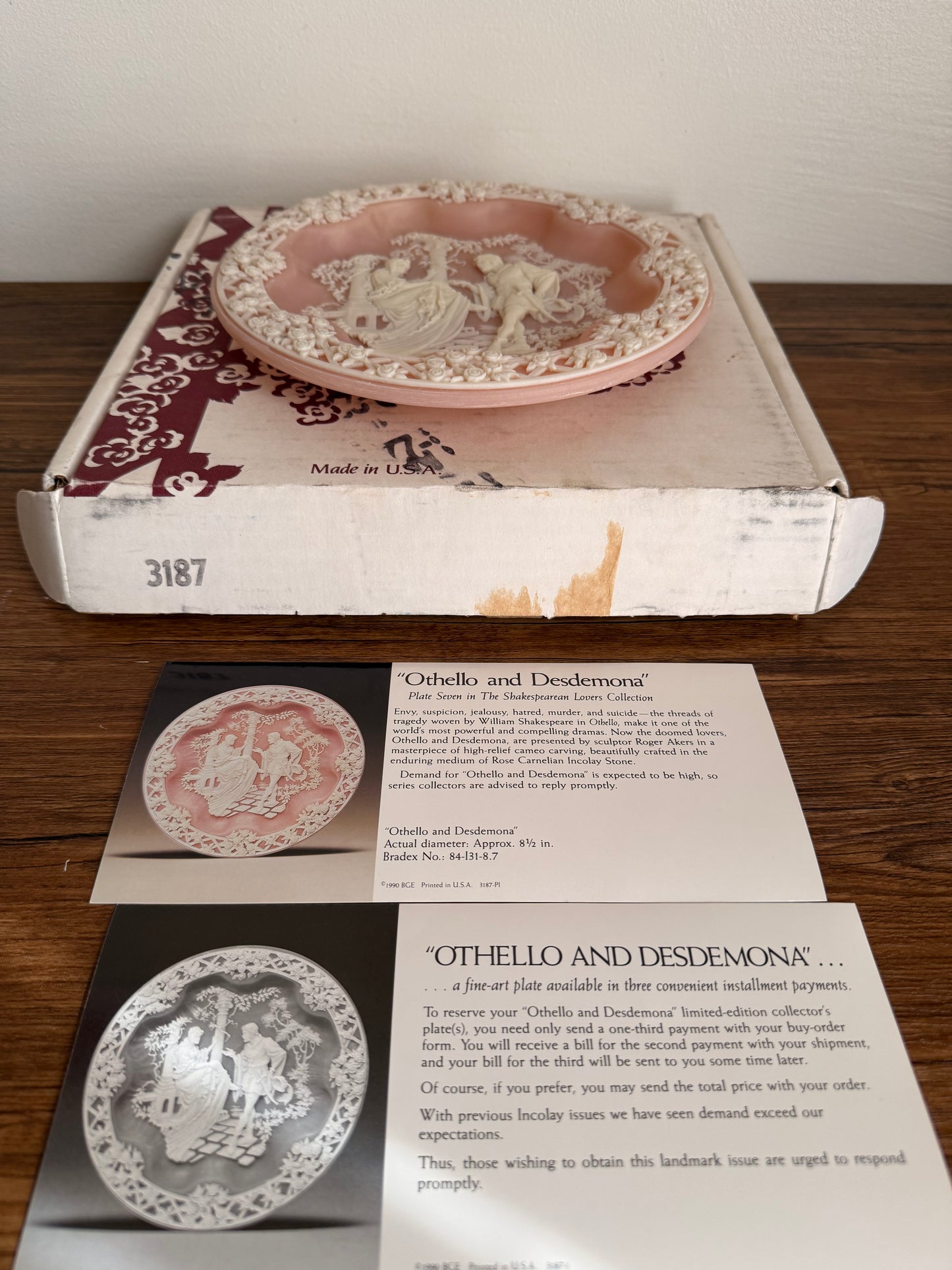 plate Othello and Desdemona- Incolay USA 1990