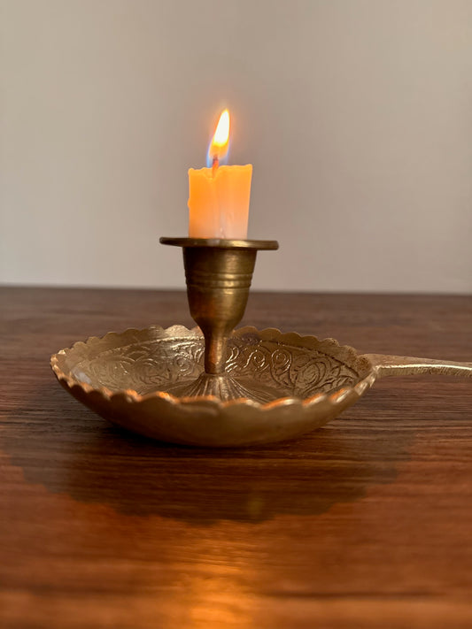 HEAVY BRASS CANDLESTICK INDIA 1990S