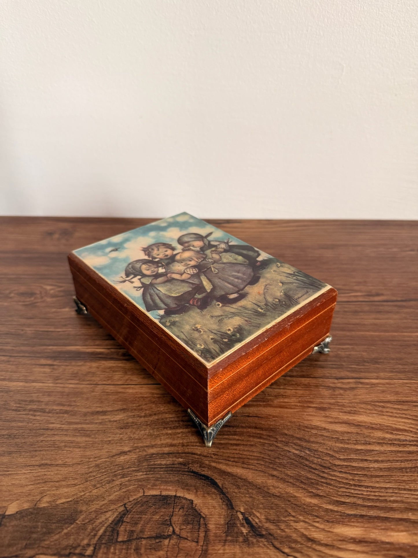 wooden jewelry music box Made by Goebel  Germany 1970s