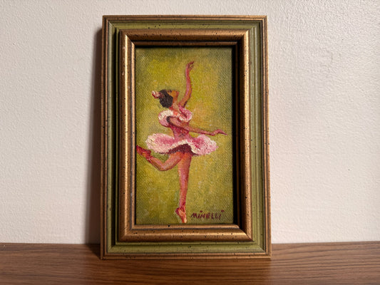 hand made Oil Painting Ballerina Girl  Made by Left Bank California  Made in USA 1980s