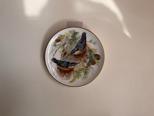 Vintage hang plate paint  korsikanischer kleiber ( 3 )  in Germany ( sommergoldhähnchen ) Ursula Band  Made by Alt Tirschenreuth  Made in W.Germany 1986