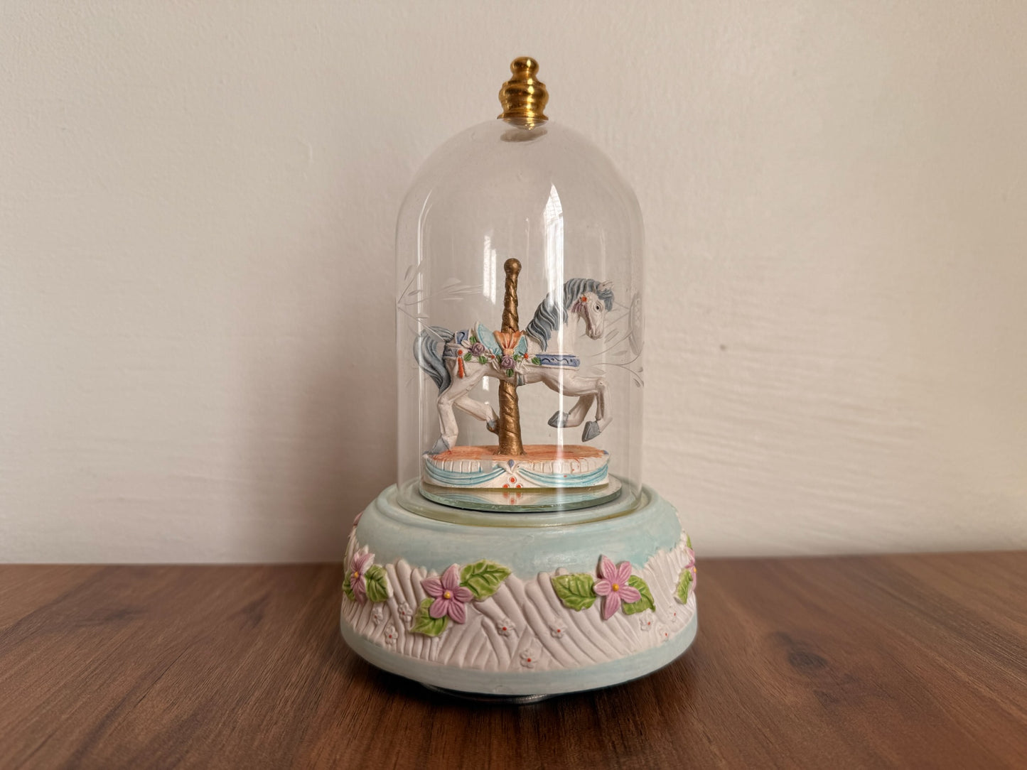 porcelain carousel with glass dome Made by San Francisco